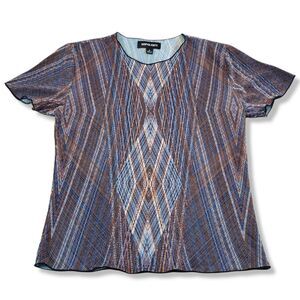 Kasper Knits Top Size Small Women's Crop Top Blouse Geometric Pattern Lines